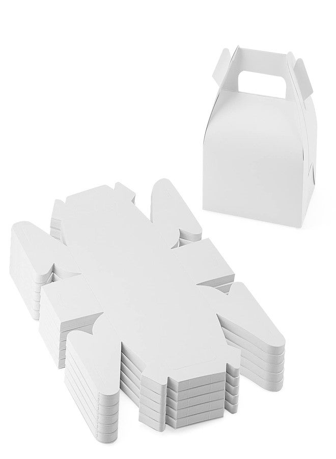LEXININ 100 Pack White Gable Favor Boxes, 4.5 x 3 x 5.5 Inch Gable Paper Boxes, Gable Treat Goodie Boxes for Birthday Weddings Party Decoration Supplies - Image 1